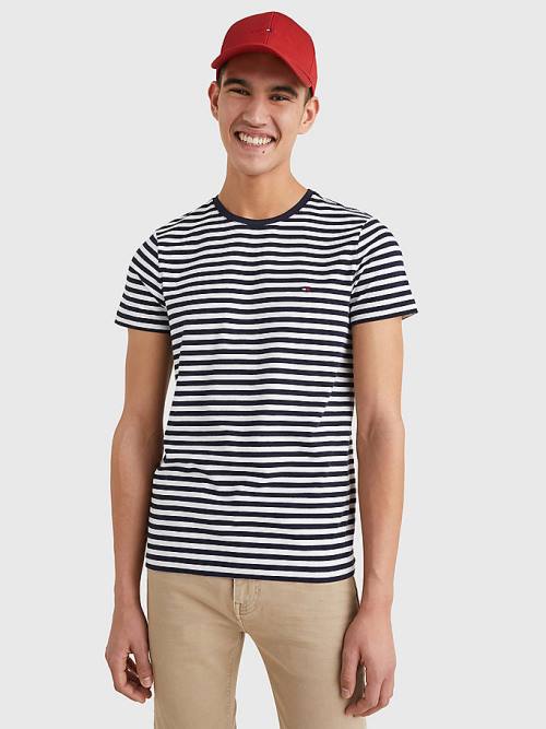 Tommy Hilfiger Stretch Organic Cotton Slim Fit Moški Majice Modra | TH379PXC