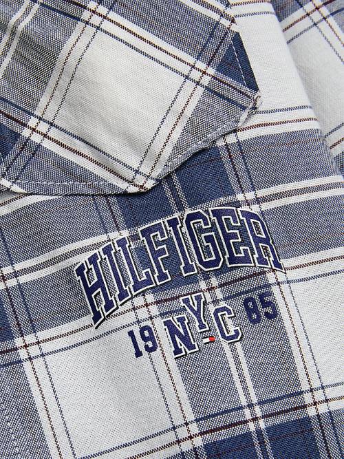 Tommy Hilfiger Stretch Oxford Cotton Check Fantje Srajce Modra | TH049RTU