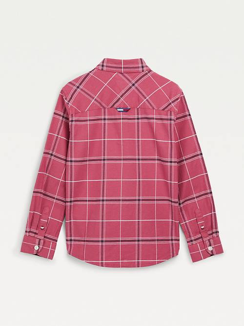 Tommy Hilfiger Stretch Oxford Cotton Check Fantje Srajce Rdeča | TH402VNZ