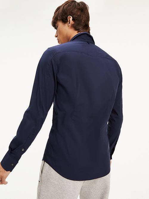 Tommy Hilfiger Stretch Slim Fit Moški Srajce Modra | TH129BIJ