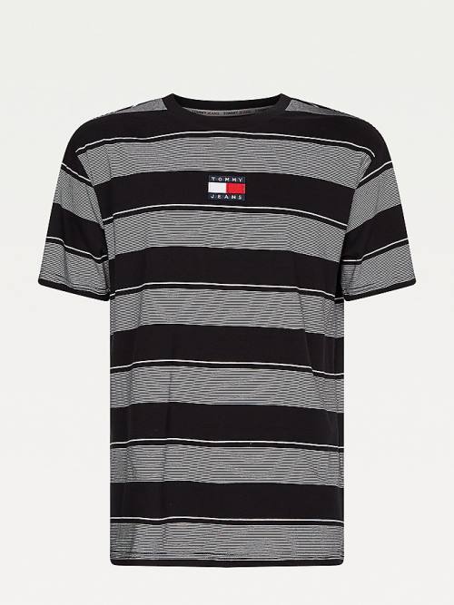 Tommy Hilfiger Stripe Badge Relaxed Fit Moški Majice Črna | TH846VRD