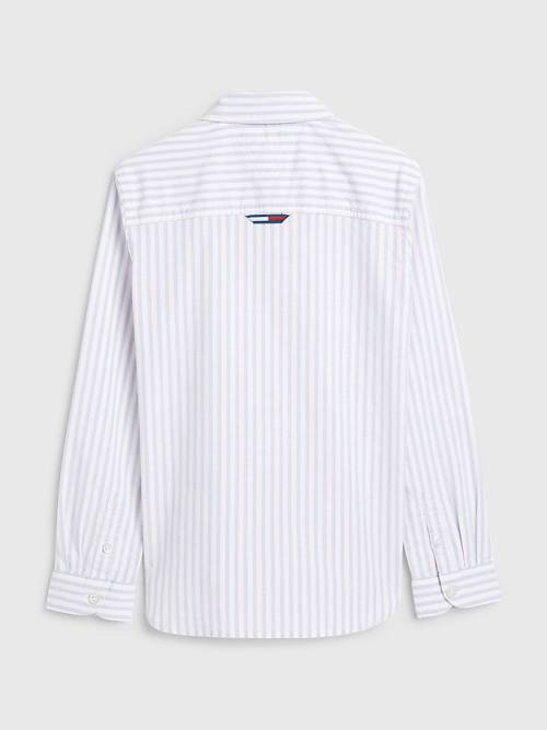 Tommy Hilfiger Stripe Oxford Fantje Srajce Bela | TH925HFC