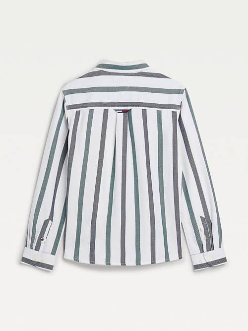 Tommy Hilfiger Stripe Patch Pocket Fantje Srajce Bela | TH961EPC