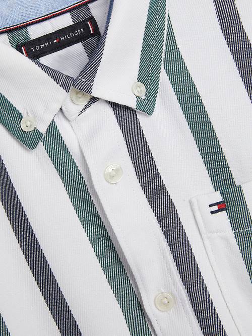 Tommy Hilfiger Stripe Patch Pocket Fantje Srajce Bela | TH961EPC