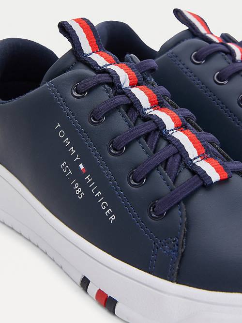 Tommy Hilfiger Stripe Webbing Low-Top Fantje Superge Modra | TH390NDC