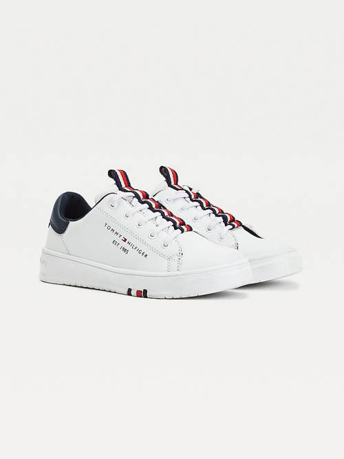 Tommy Hilfiger Stripe Webbing Low-Top Fantje Superge Bela | TH418EUP