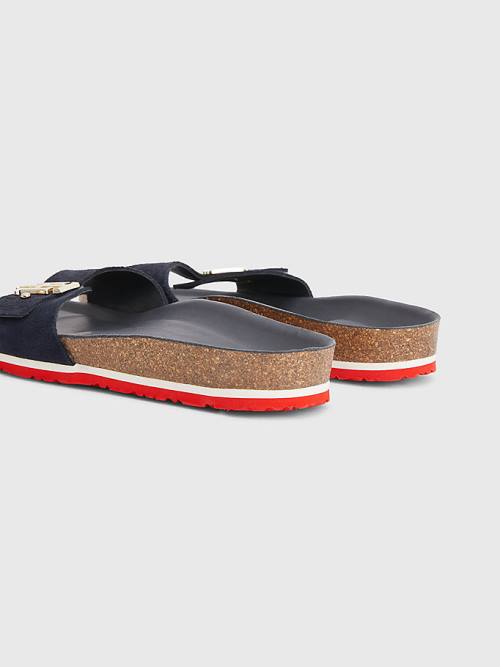 Tommy Hilfiger Suede Cork Flat Ženske Sandali Modra | TH382PJE