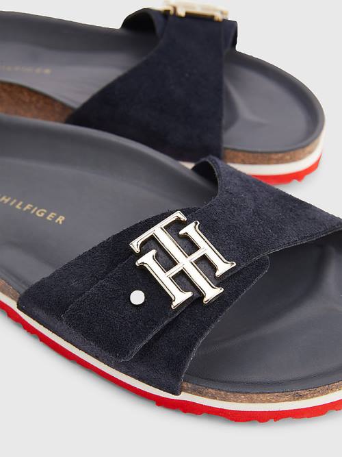 Tommy Hilfiger Suede Cork Flat Ženske Sandali Modra | TH382PJE