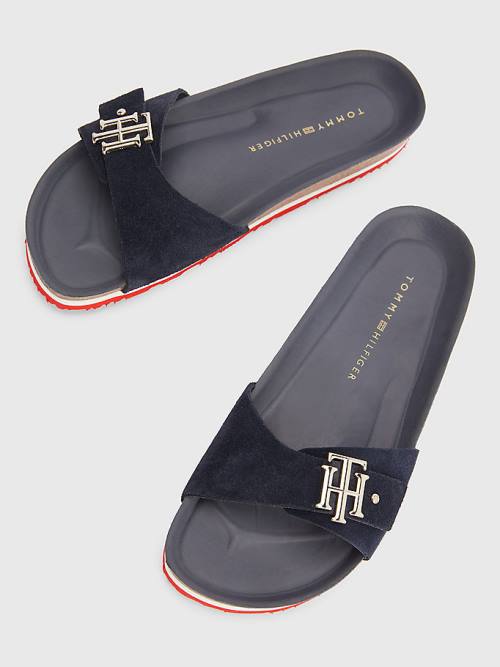 Tommy Hilfiger Suede Cork Flat Ženske Sandali Modra | TH382PJE