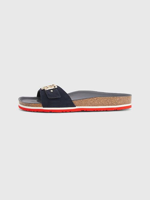 Tommy Hilfiger Suede Cork Flat Ženske Sandali Modra | TH382PJE