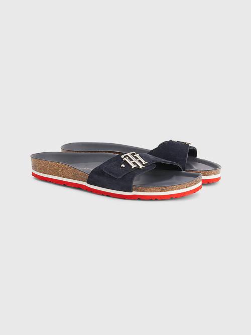 Tommy Hilfiger Suede Cork Flat Ženske Sandali Modra | TH382PJE