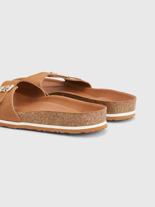 Tommy Hilfiger Suede Cork Flat Ženske Sandali Rjav | TH814KDB