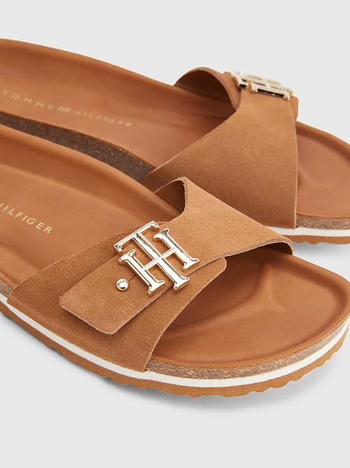 Tommy Hilfiger Suede Cork Flat Ženske Sandali Rjav | TH814KDB