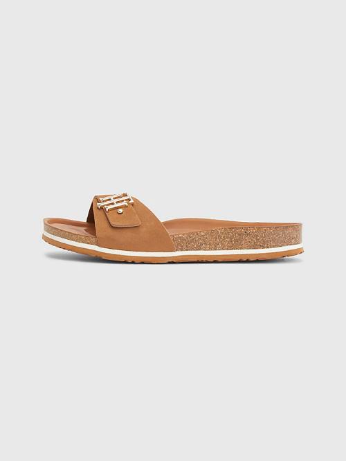 Tommy Hilfiger Suede Cork Flat Ženske Sandali Rjav | TH814KDB