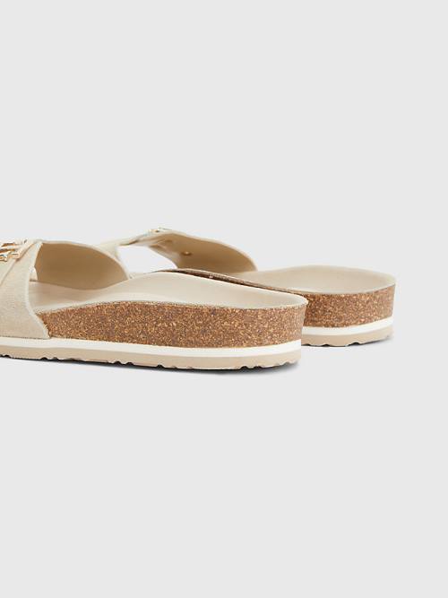 Tommy Hilfiger Suede Cork Flat Ženske Sandali Bež | TH824LDU