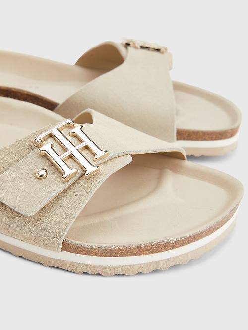 Tommy Hilfiger Suede Cork Flat Ženske Sandali Bež | TH824LDU