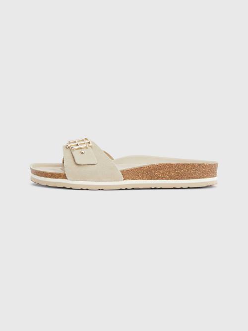 Tommy Hilfiger Suede Cork Flat Ženske Sandali Bež | TH824LDU