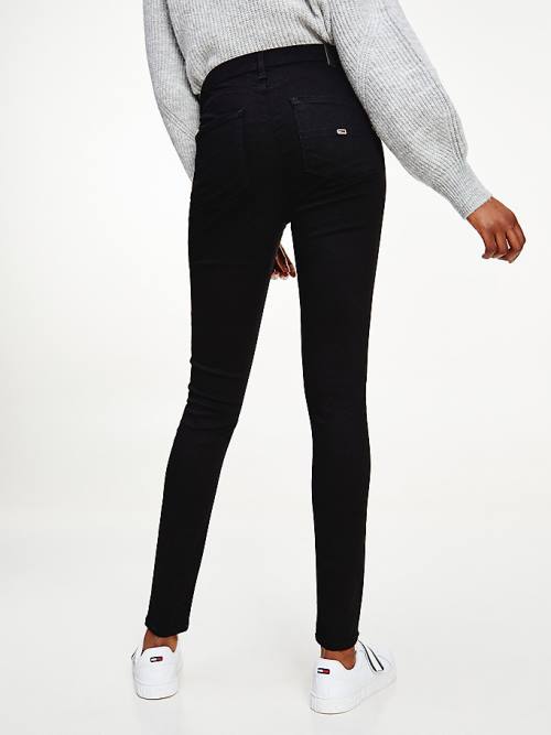 Tommy Hilfiger Sylvia High Rise Super Skinny Black Ženske Kavbojke Denim | TH963OGW