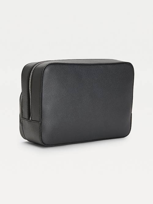 Tommy Hilfiger TH Business Leather Washbag Moški Torbice Črna | TH038PNG