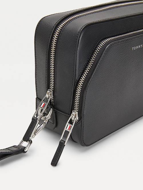 Tommy Hilfiger TH Business Leather Washbag Moški Torbice Črna | TH038PNG