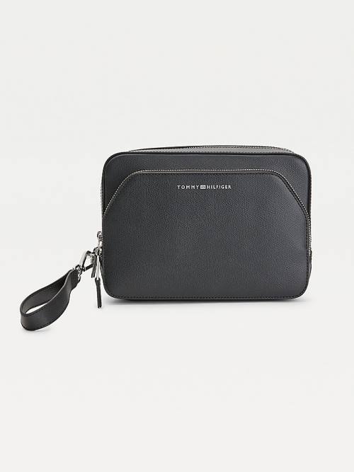 Tommy Hilfiger TH Business Leather Washbag Moški Torbice Črna | TH038PNG