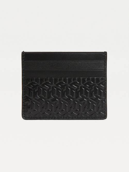 Tommy Hilfiger TH Business Monogram Credit Card Holder Moški Denarnice Črna | TH798QXF