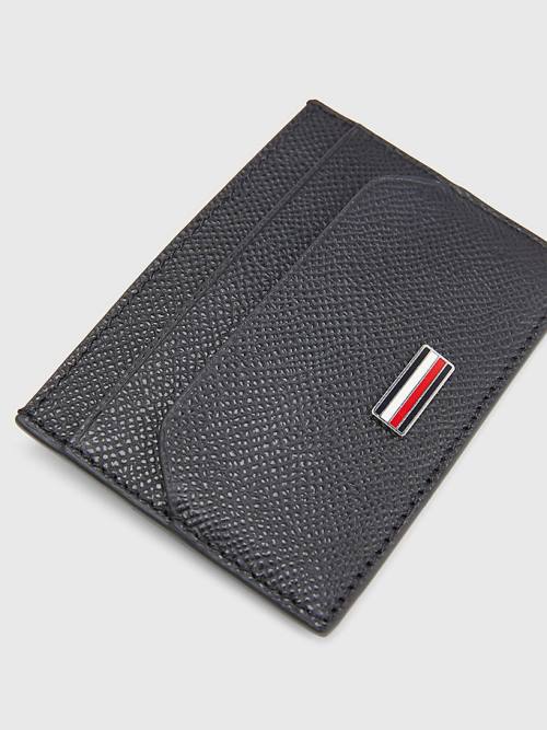 Tommy Hilfiger TH Business Small Leather Card Holder Moški Denarnice Črna | TH703OCM