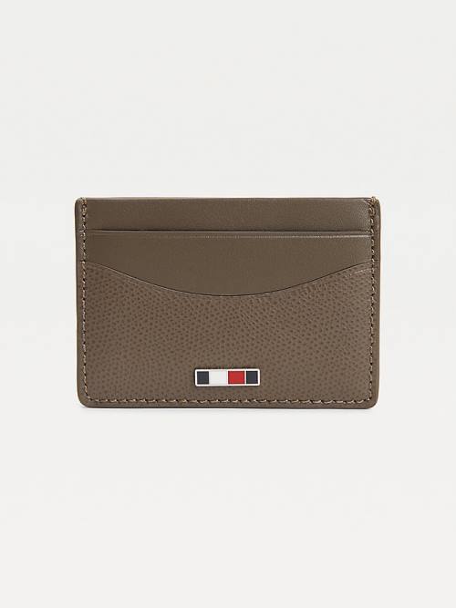 Tommy Hilfiger TH Business Small Leather Card Holder Moški Denarnice Rjav | TH962EKZ