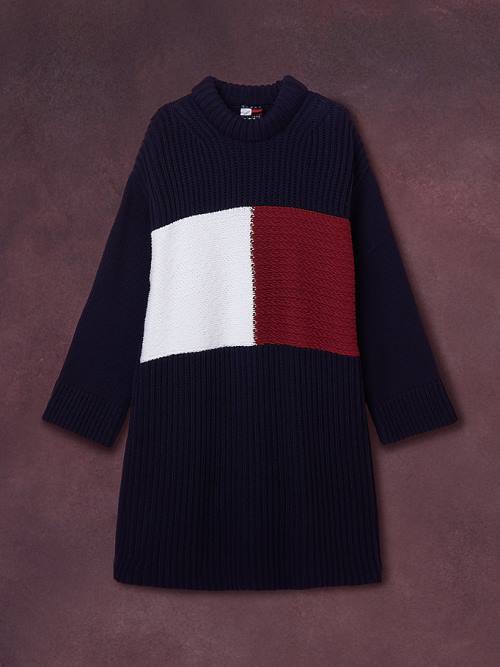 Tommy Hilfiger TH Collection Flag Icon Relaxed Ženske Obleke Modra | TH847PVB