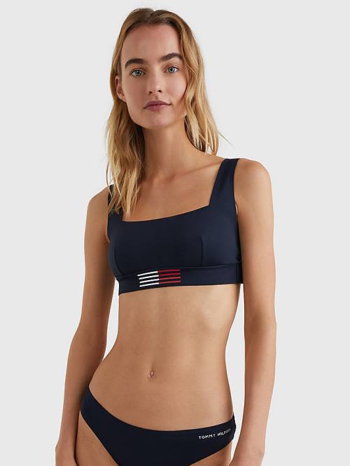 Tommy Hilfiger TH Flex Flag Print Bikini Bralette Ženske Kopalke Modra | TH317JYL