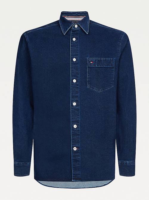 Tommy Hilfiger TH Flex Regular Fit Denim Overshirt Moški Srajce Denim | TH792VZN