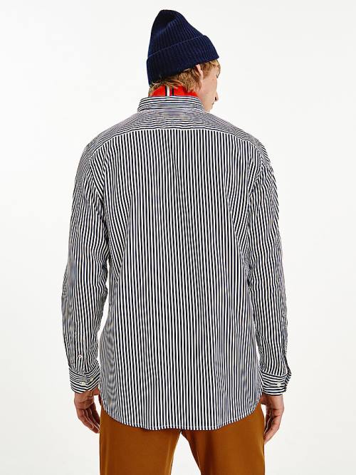 Tommy Hilfiger TH Flex Regular Waffle Stripe Moški Srajce Modra | TH059VEG