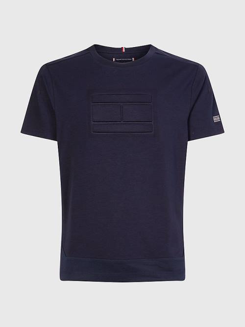 Tommy Hilfiger TH Flex Tech Essentials Flag Moški Majice Modra | TH589DKI