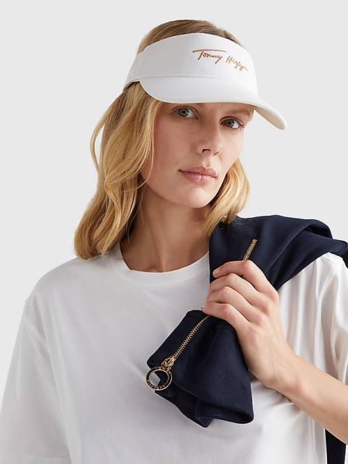 Tommy Hilfiger TH Modern Iconic Signature Visor Ženske Kapa Bela | TH920XIT