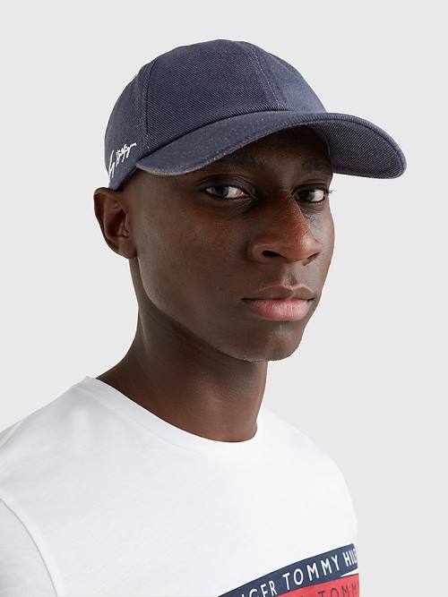 Tommy Hilfiger TH Modern Signature Embroidery Cap Moški Kapa Modra | TH536AIN