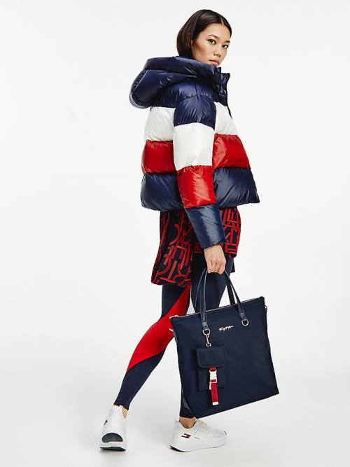 Tommy Hilfiger TH Protect Colour-Blocked Down Puffer Ženske Jakne Modra | TH425MFH