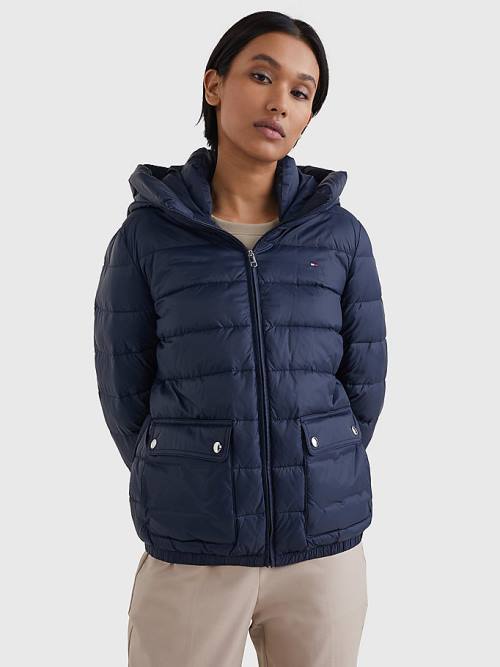 Tommy Hilfiger TH Protect Hooded Padded Ženske Jakne Modra | TH781SLB