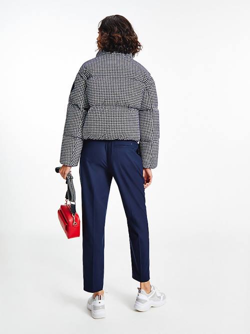 Tommy Hilfiger TH Protect Houndstooth Relaxed Down Ženske Jakne Modra | TH760WDS