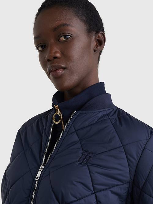 Tommy Hilfiger TH Protect Quilted Bomber Ženske Jakne Modra | TH368CKN