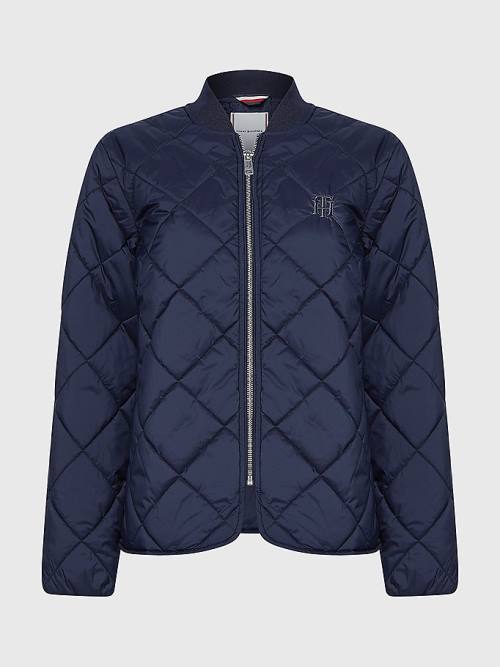 Tommy Hilfiger TH Protect Quilted Bomber Ženske Jakne Modra | TH368CKN