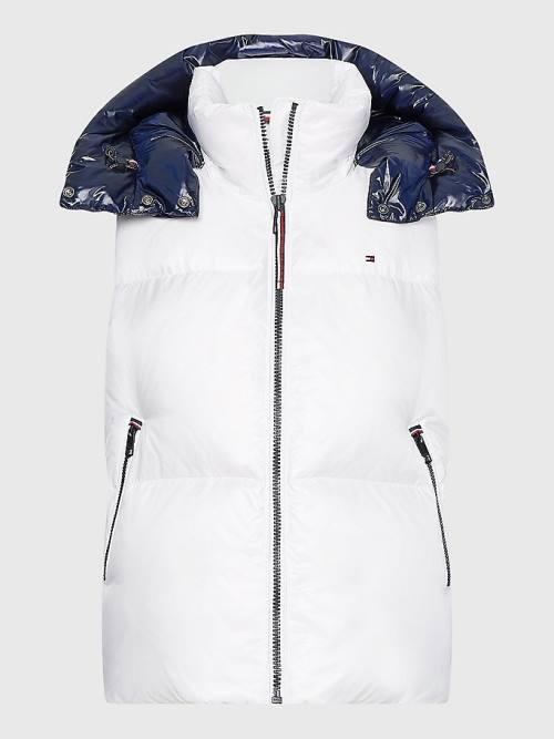 Tommy Hilfiger TH Protect Relaxed Down Puffer Vest Ženske Plašč Bela | TH742TVZ