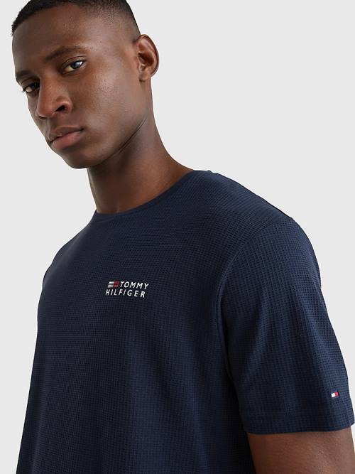 Tommy Hilfiger TH Stretch Logo Moški Pižama Modra | TH371TDQ