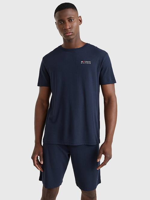 Tommy Hilfiger TH Stretch Logo Moški Pižama Modra | TH371TDQ