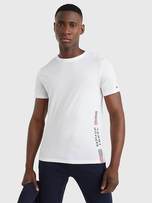 Tommy Hilfiger TH Stretch Logo Print Moški Pižama Bela | TH328IKD