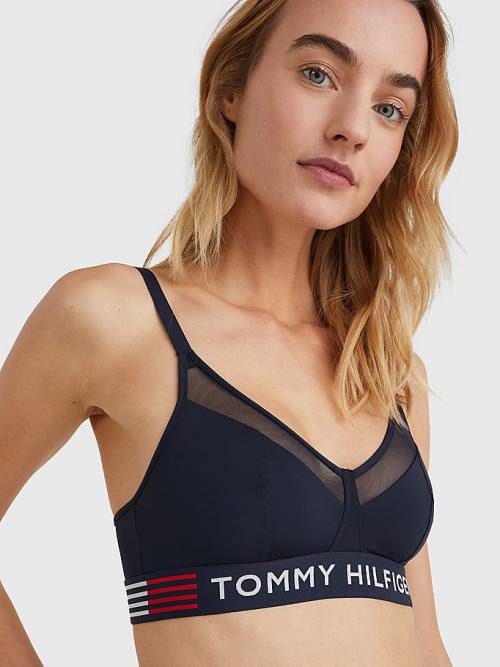 Tommy Hilfiger TH Stretch Triangle Bra Ženske Spodnje Perilo Modra | TH957RAY