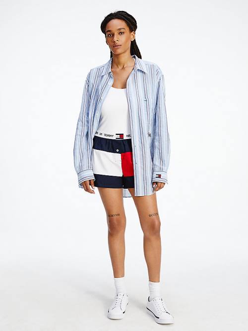 Tommy Hilfiger TOMMYXINDYA Stripe Ženske Srajce Modra | TH798KDF