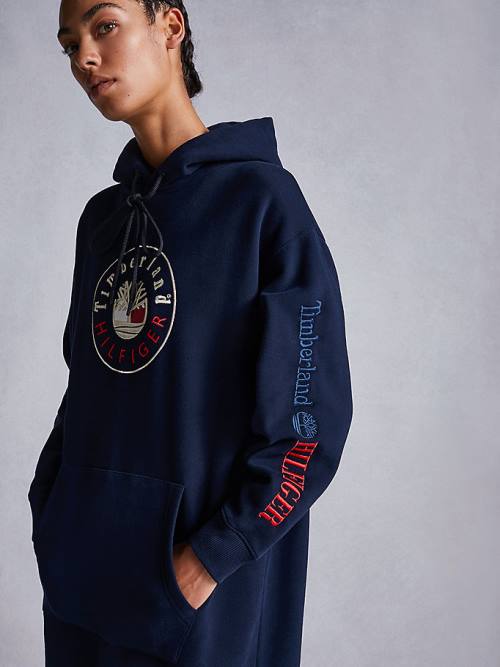 Tommy Hilfiger TOMMYXTIMBERLAND Logo Ženske Obleke Modra | TH350IUR