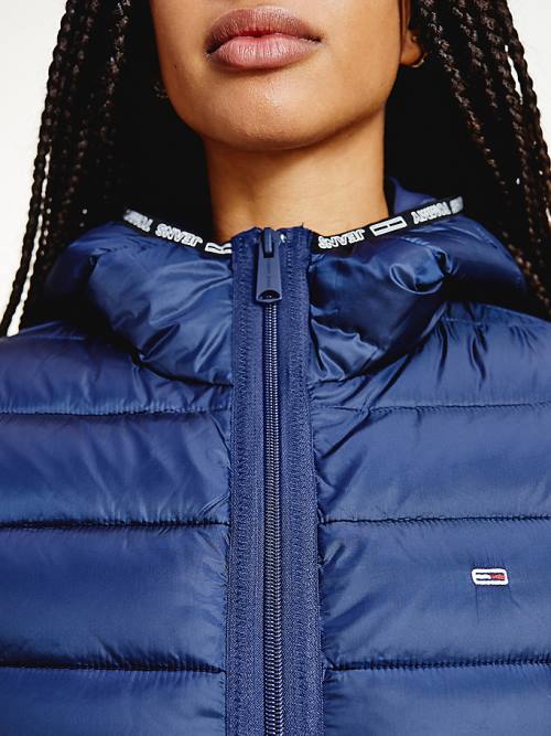 Tommy Hilfiger Tape Detail Quilted Hooded Ženske Jakne Modra | TH429VDK