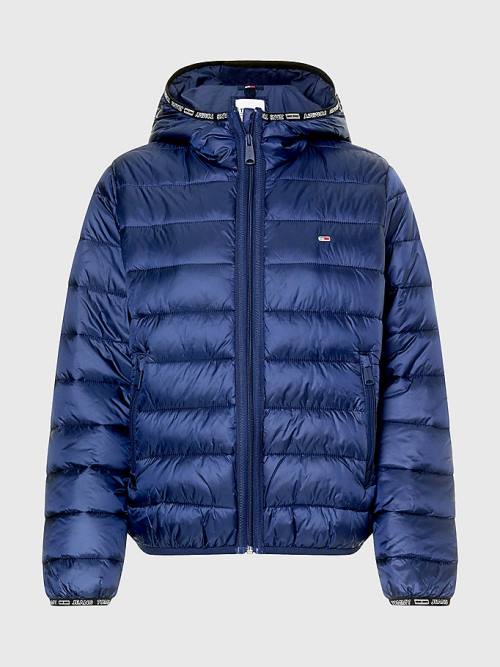 Tommy Hilfiger Tape Detail Quilted Hooded Ženske Jakne Modra | TH429VDK