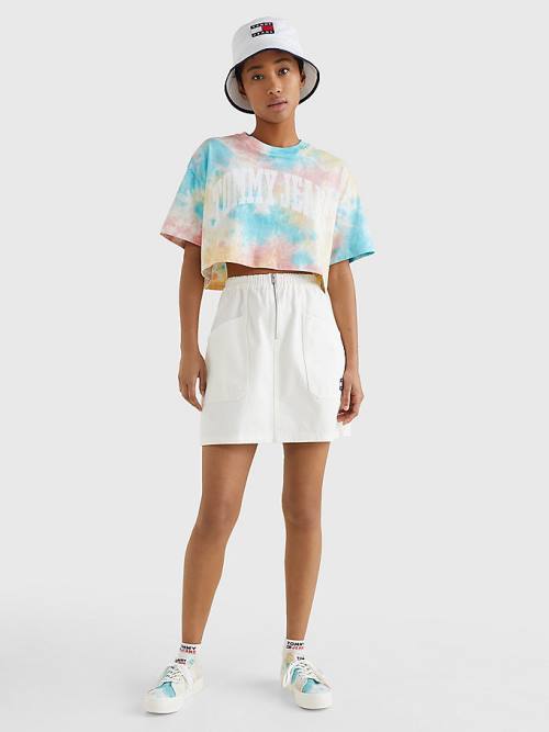 Tommy Hilfiger Tie-Dye Oversized Cropped Ženske Majice Bela | TH213VSO